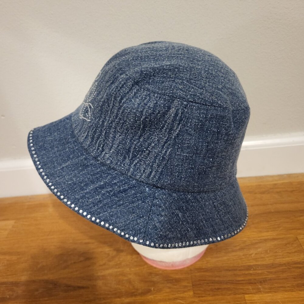 Urban Outfitters Denim Blue Rhinestone Butterfly Bucket Hat - Picture 2 of 7